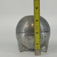 Pewter Trinket Box Storage Floral 3 Legged Footed Lift Lid Ball Finial 3.25" Vtg