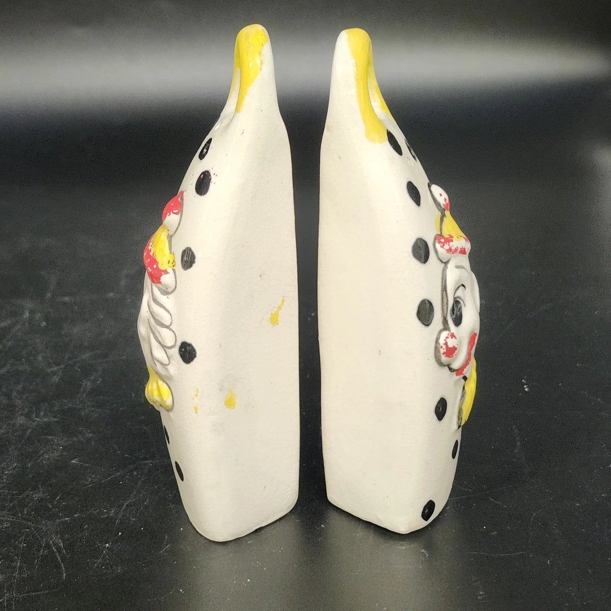 Clown Salt Pepper Shakers Oil Vinegar Cruet Set 4 Pc Ceramic Japan Vintage