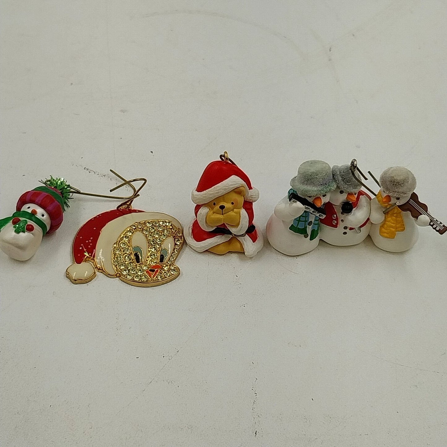 4 Hallmark Miniature Keepsake Ornaments Snowman Santa Claus Tweety 2000s Set Vtg