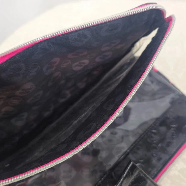 Anime Graphic Makeup Bag Vinyl Zipper Pouch Retro Kid Pop Culture Diddy Bag Vtg