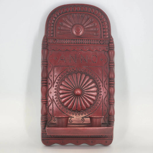 French Gilt Torchere Wall Sconce 2-Light Red Molded Metal Candelabra Anno 1698