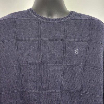 IZOD Sweater Blue Pullover Men's XLT Crewneck Cotton Long Sleeve Square Design