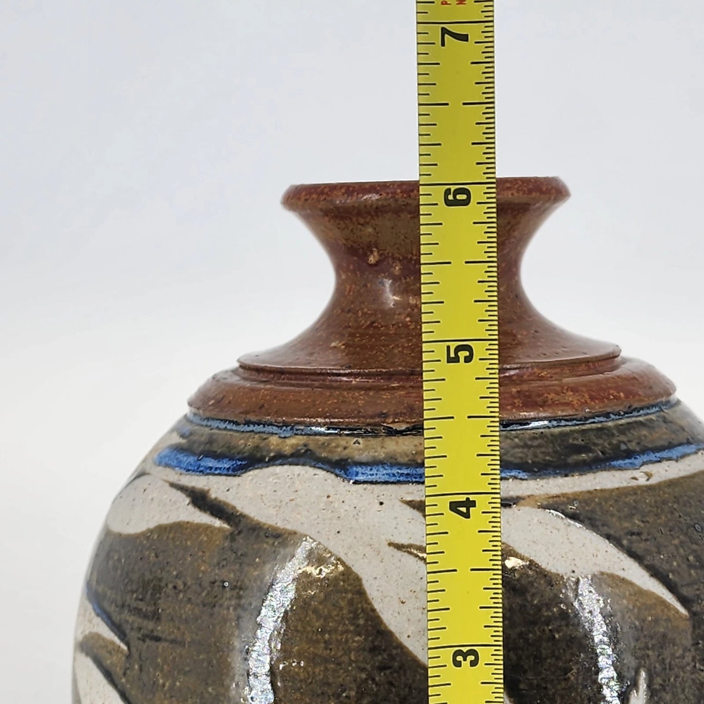 Art Pottery Bud Vase 4.5" Signed Brush Creek Handcrafted Glazed Bottle Figurine