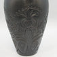 Black Pottery Vase Incised Floral Double Handle Amphora Urn 14" Unmarked
