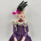 Red Hat Society Cloth Doll 37" OOAK Handmade Purple Dress Vintage Jewelry 2015