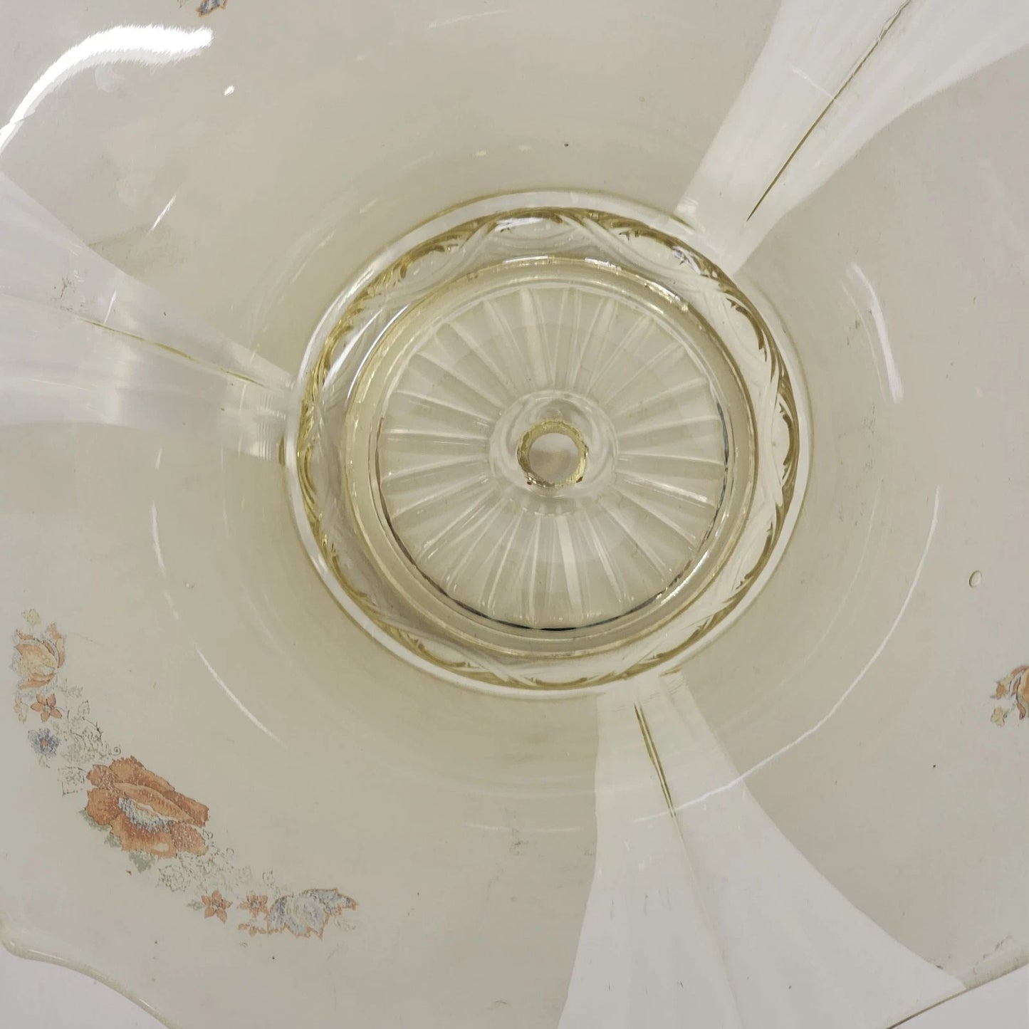Vintage Lancaster Glass Yellow Floral Ceiling Light Shade