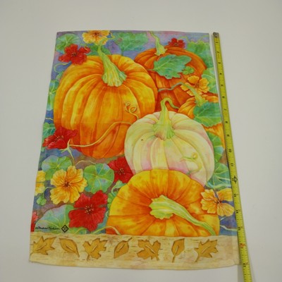 Set of 4 Fall Halloween Mini Garden Flags Pumpkins Welcome Decor