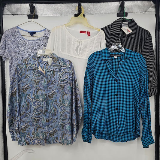 Lot 5 Ladies Tops Size Small Button Up Blouses Canvasbacks Horsfield Vanderbilt