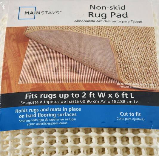 Mainstays Non-Skid Rug Pad for 2 x 6" Rugs or Cut To Fit NWT for Hardwood Floors