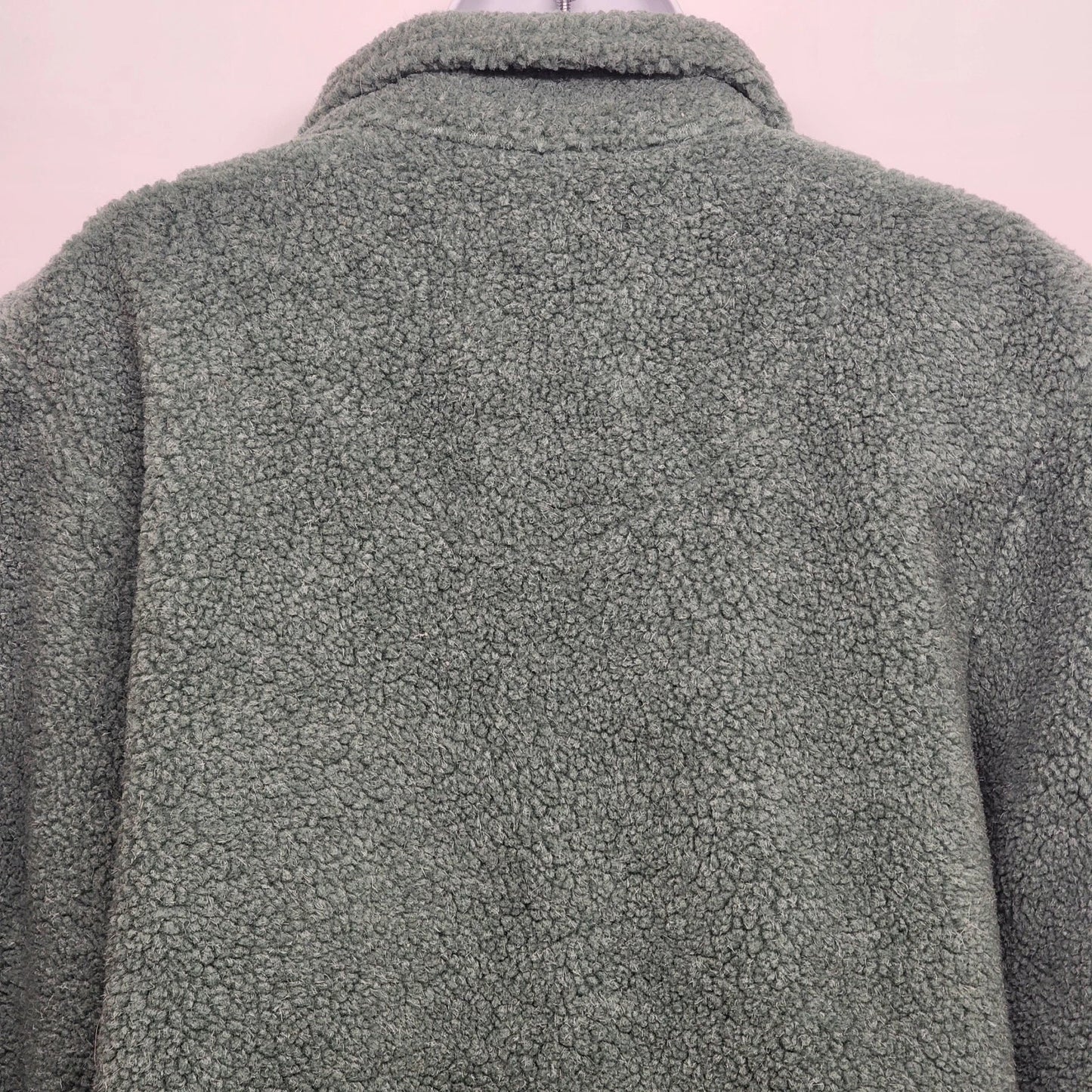 Real Comfort Sherpa Jacket Sea Green Size Small Button Up Long Sleeve Soft Cozy