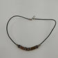 Liska Bali Black Leather Cord Necklace Wood Metal Beads Hook Clasp 17" Bohemian