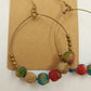 Plunder Gold Tone Chain Fabric Covered Beaded Multicolor Necklace & Earring Set