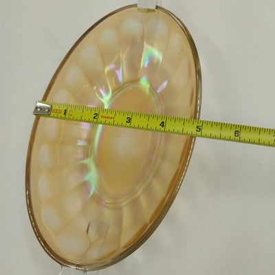 Jeannette Carnival Glass Iridescent Marigold Bowl Twin Clear Handle Large 10.5"