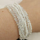 Nine Strand Clear White Small Beaded Magnetic Bracelet w Silver Tone Rhinestone