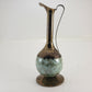 Vintage Brass Enamel Pitcher Ewer Vase Ruffle Winter Tree 11” Slim