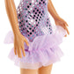 Mattel Barbie Glitz Doll Blonde Hair Purple Polka Dot Metallic Mini Dress NEW