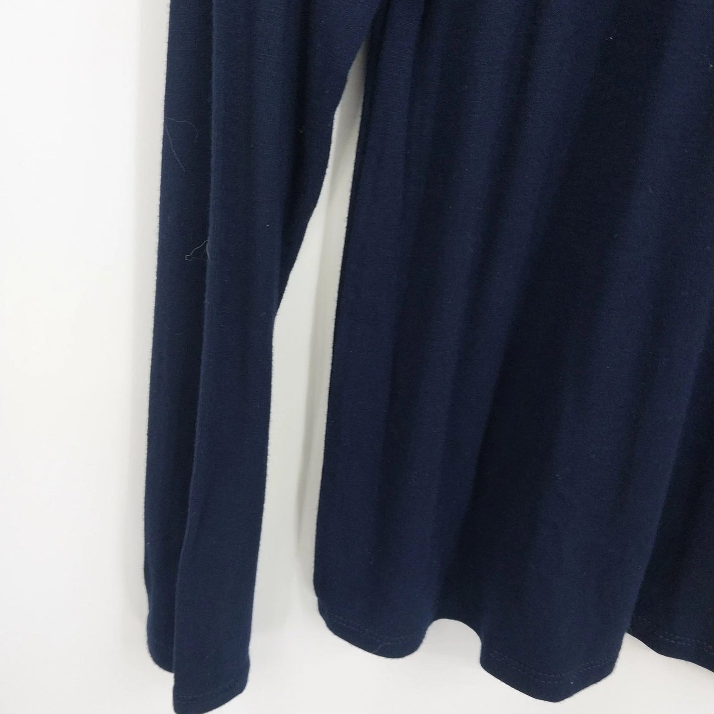 Premise Navy Long Sleeve Top Gold-Tone Stud Shoulder Women's L Vietnam