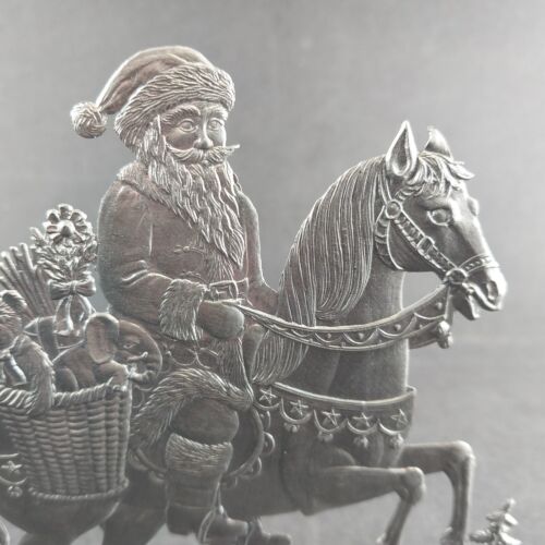 Wilhelm Schweizer Pewter Santa Claus Riding a Horse 1996 Signed Germany 5"L