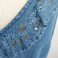 Tantrums Boho Embroidered Denim Shirt Bell Sleeves Pullover L 100% Cotton India