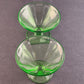 Set of 2 Depression Glass Footed Dessert Bowl Vintage Green Tinted Vaseline