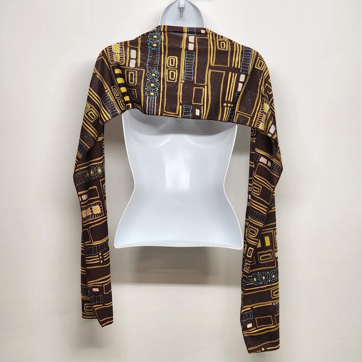 Brown Sparkle Mesh Neck Scarf Long Geometric Glitter Knit Stretch 65x10"