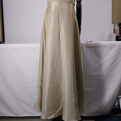 Michaelangelo Beige/Gold Tone Long Evening Dress.