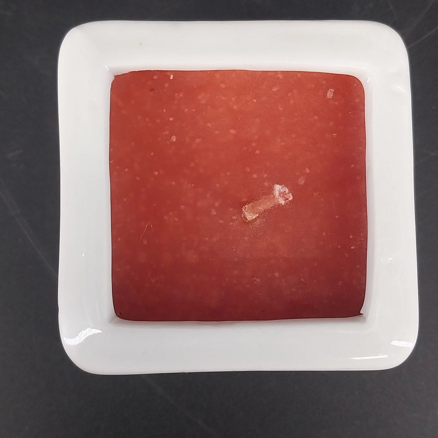White Ceramic Square Container Candle Red Wax Single Wick Unused Vintage
