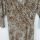 Christine Women's Leopard Faux Wrap Stretch Midi Dress Brown Black XL