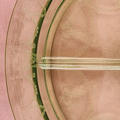 Anchor Hocking Grill Plate Green Uranium Depression Glass Cameo Ballerina Design