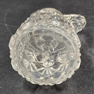 Cruet Decanter with Handle Hand-Cut Crystal Elegant Table Décor Cube Pattern Vtg