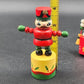 Set of 2 Vintage Wood Push Puppet Toys – Soldier & Snowman Ornaments 4"