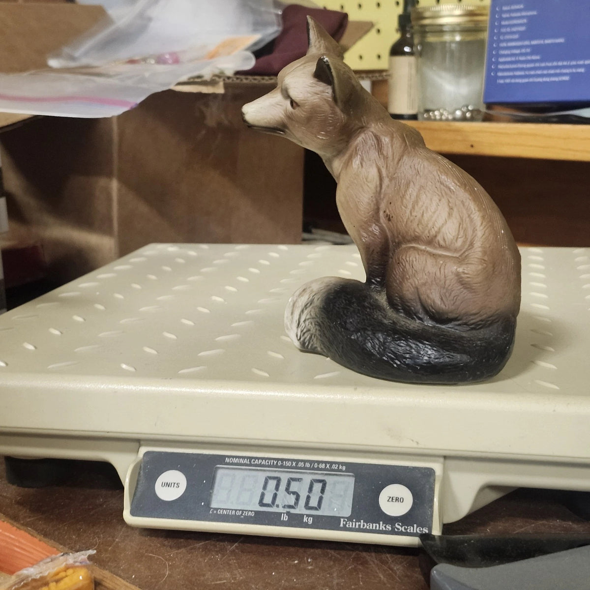 Fox Figurine 5.5" Sitting Brown Cream Bushy Tail Wildlife Animal Rustic Decor