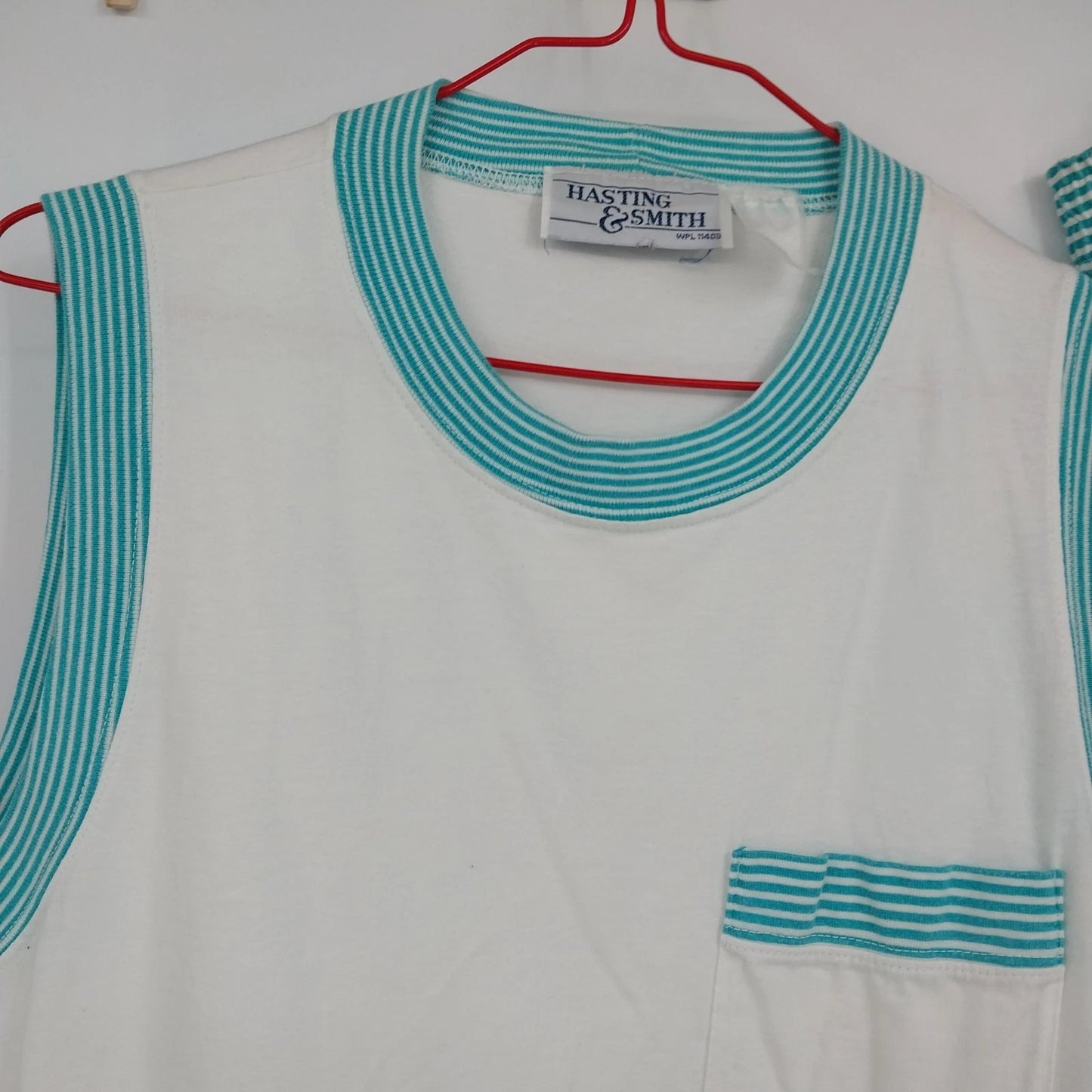 Hastings & Smith Tank Top Skirt 2 pc Set Womens Aqua White Striped Sleeveless