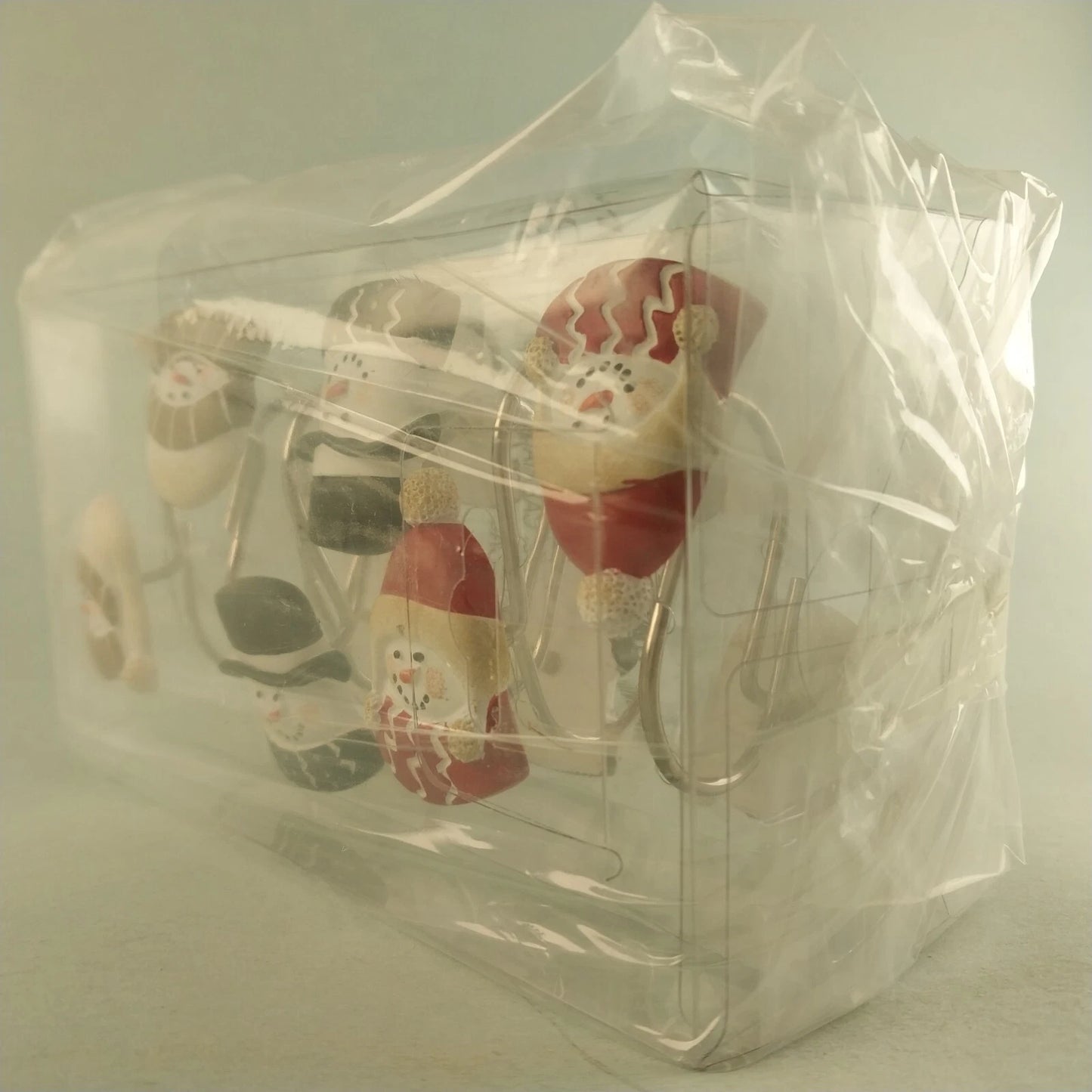 Snowman Shower Curtain Hooks Ceramic Snowplace Like Home Holiday Christmas NIB