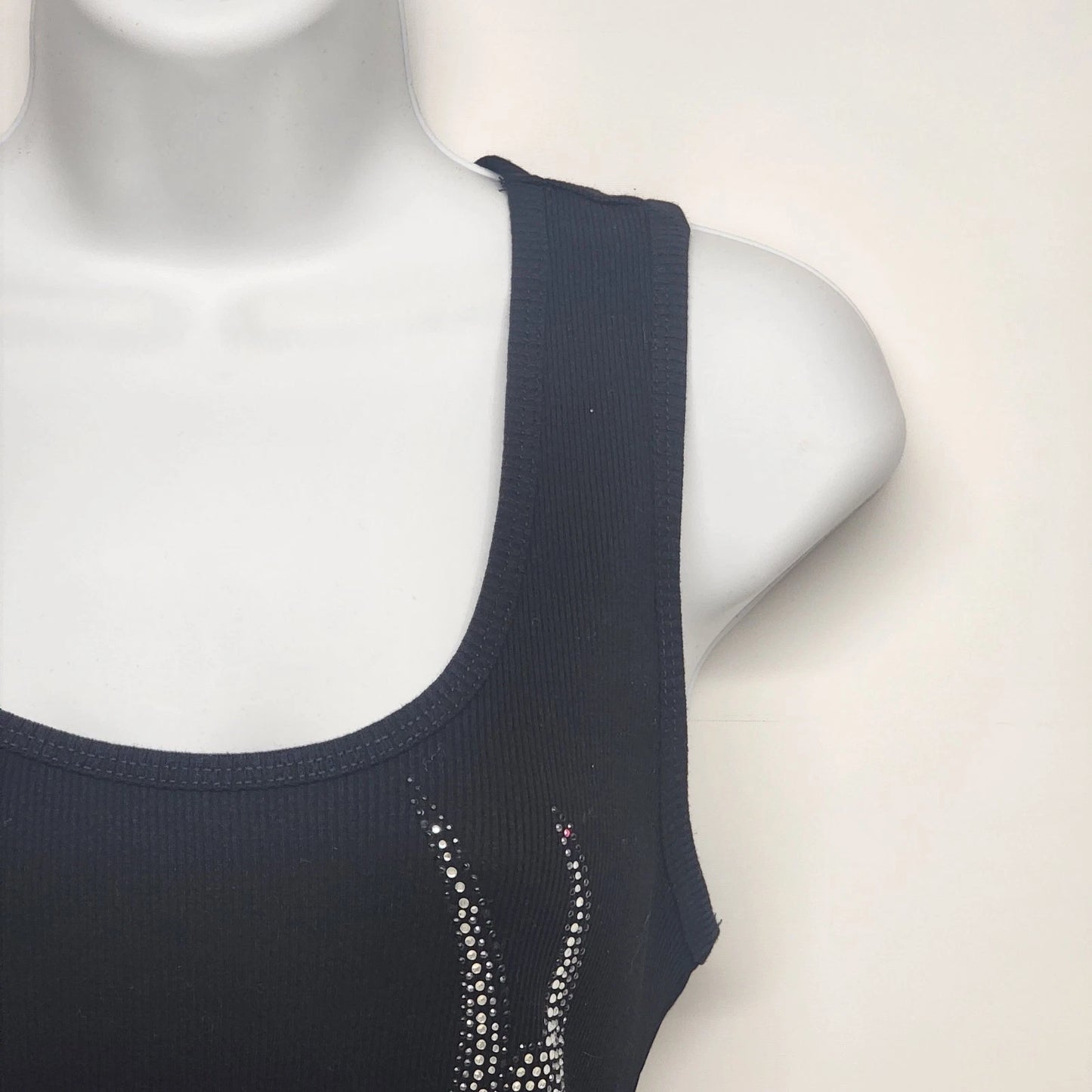 Sweet N' Kool Women's Large Black Tank Top 100% Cotton Ribbed Essential Knit Vtg