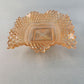 Candy Dish Indiana Glass Peach Color Diamond Point Ruffle Edge 6.5" Sq