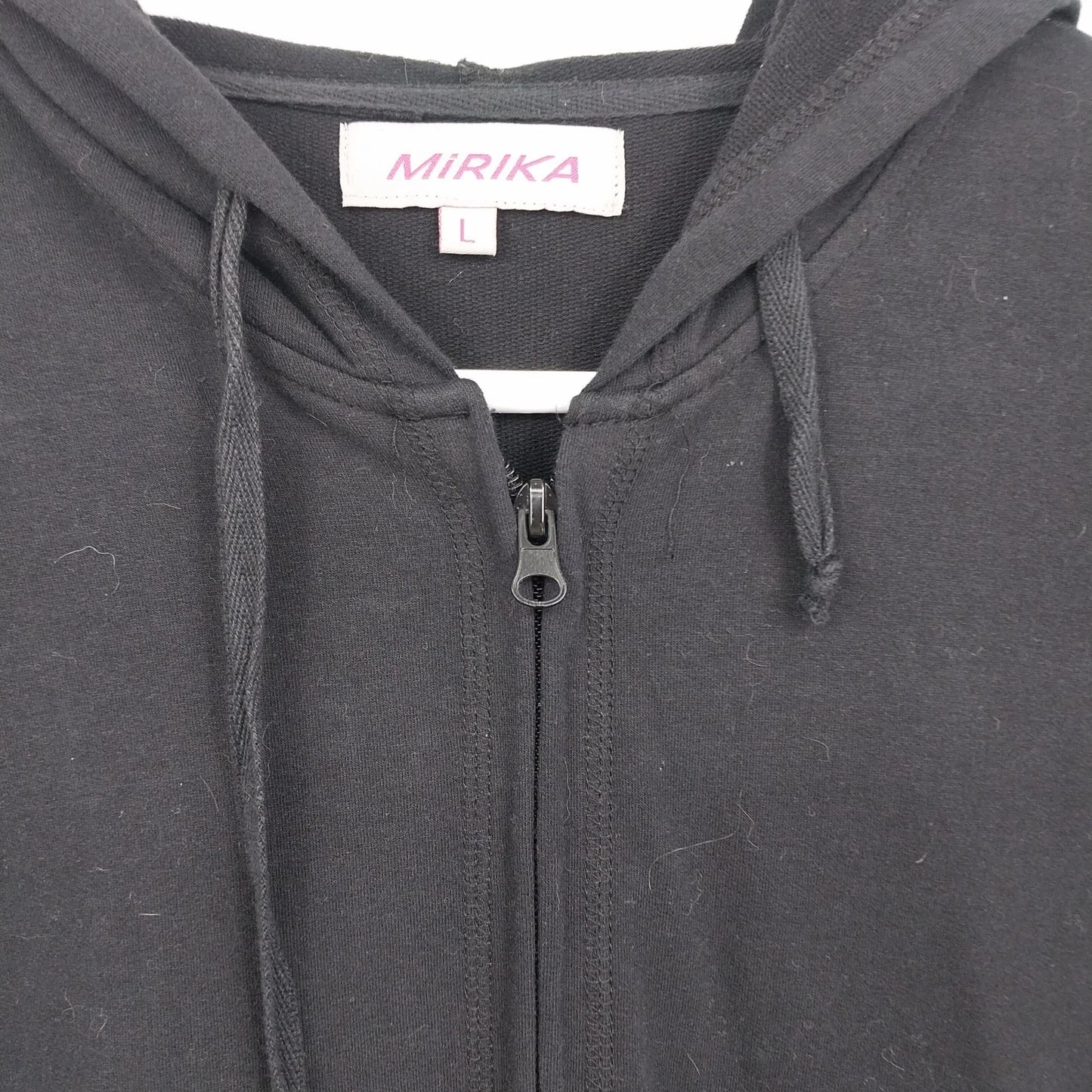 Mirika Women's Floral Embroidered Black Full Zip Hoodie Jacket Size Large
