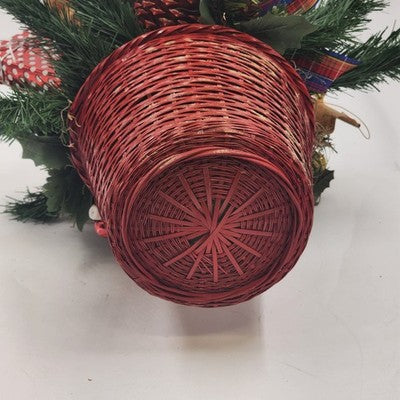 Pine Basket Christmas Centerpiece 15" Pinecone Greenery w Gifts & Music Symbols