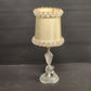 Clear Crystal Glass Table Lamp 12" Acrylic Boudoir Light White Ruffled Shade