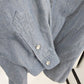 Lizsport Denim Shirt L Pearl Snap Long Sleeve 100% Cotton Blue