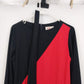 R&K Originals Midi Dress Black Red Colorblock Long Sleeve Tie Back Zip
