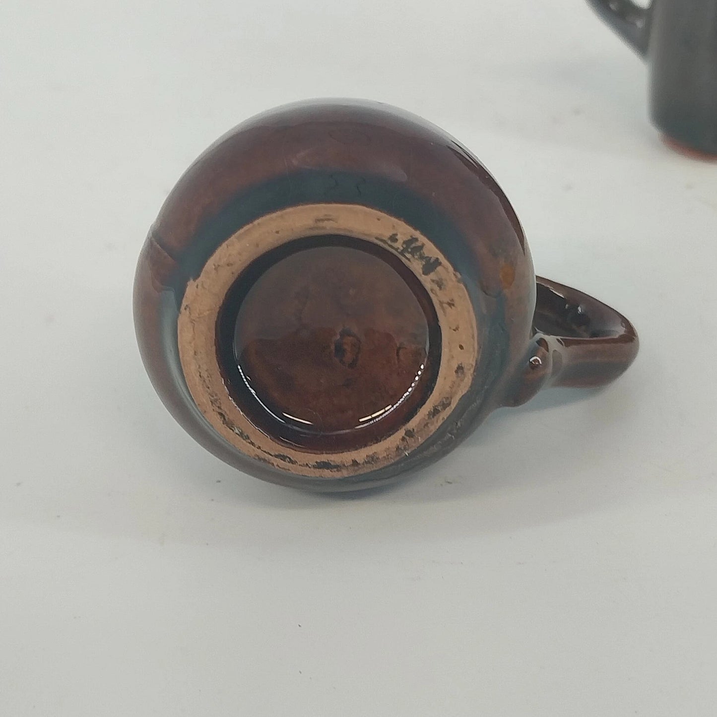 Pacific Japan MINIATURE Coffee Cups Set 4 Red Clay Brown Glaze Earthenware Mugs