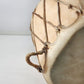 Native American Log Wood Drum & Beater Stretched Raw Hide Skin No Tree Bark Vtg