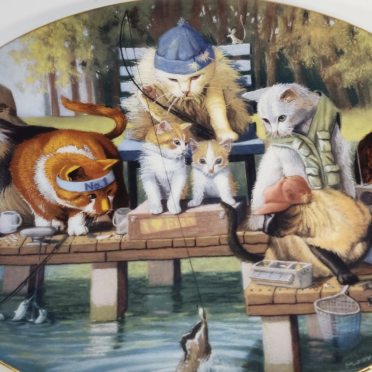 Franklin Mint Puss 'N Boot Bryan Moon Fine Porcelain Plate Limited Edition COA