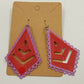 Plunder Red & Purple Tone Geometric Kite Shaped Mollie Filigree Dangle Earrings