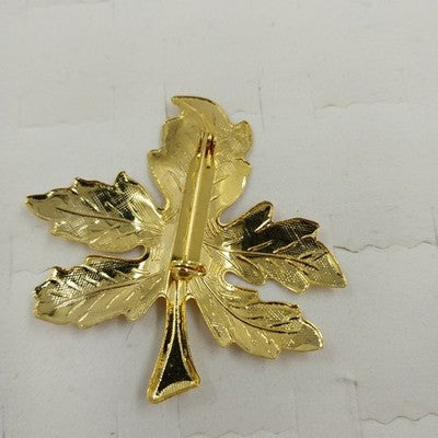 Gold Tone Tree Leaf Brooch Pin Vintage Fall Autumn Leaf Jewelry Accessory 2.25"