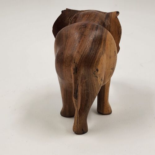 Solid Hardwood Elephant 3.5"h Walking Position Natural Smooth Missing Tusks Vtg