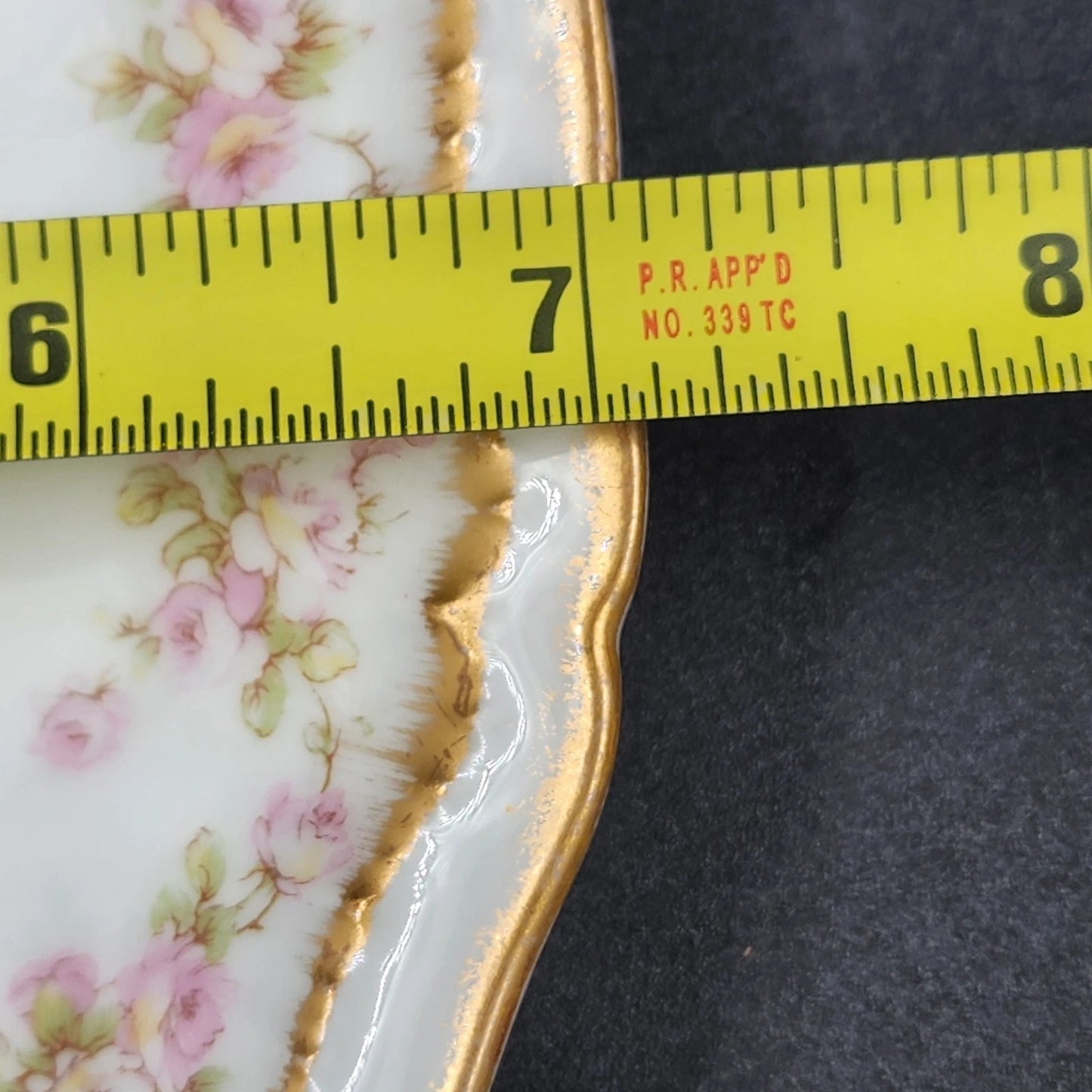 2 Limoges Coupe Salad Plates 7" Schleiger 844 Pink Rose Theodore Haviland France