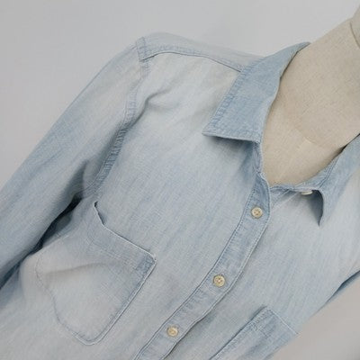 Merona Faded Blue Denim 5 Buttons Pocket Long Sleeve Shirt Jacket XL India