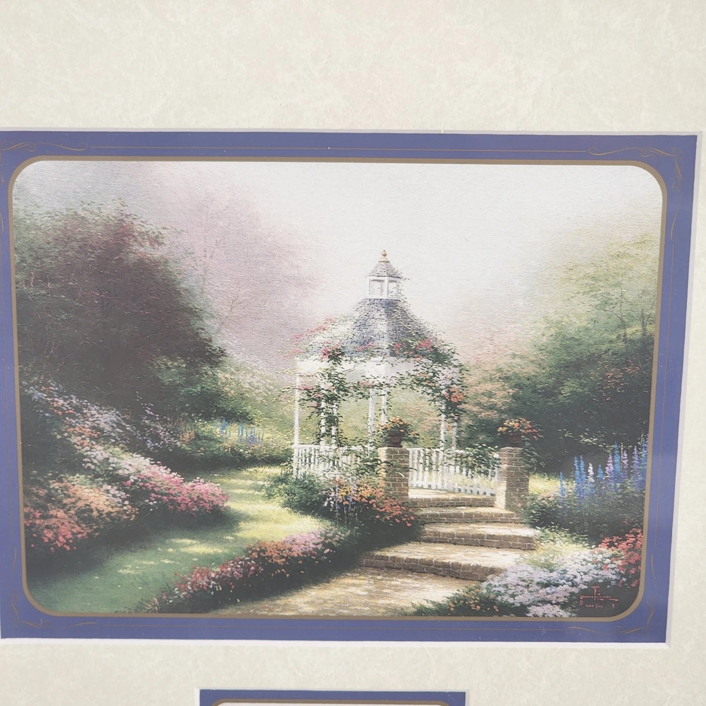 Thomas Kinkade Hidden Gazebo Accent Print 1996 Framed & Matted w COA Mark 6:31